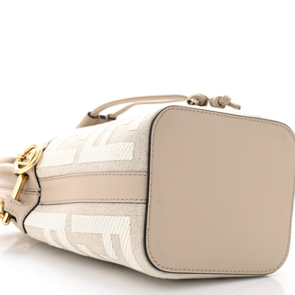 Fendi Canvas Nappa F is Fendi FF Embroidered Mini Mon Tresor Bucket Bag Grezzo White Nuvola 9 of 10