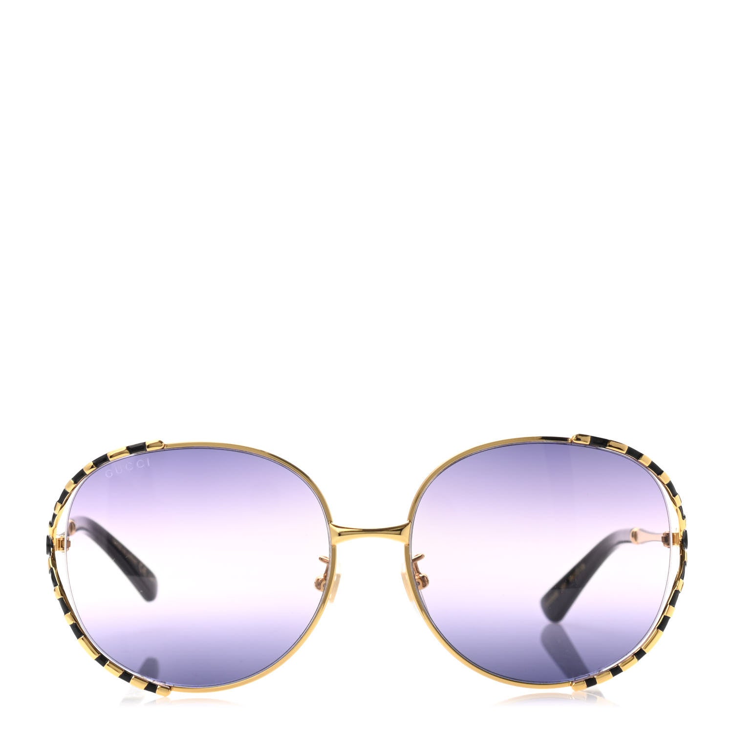 Gucci Metal Round Frame GG0595S Sunglasses Gold Black 2 of 4