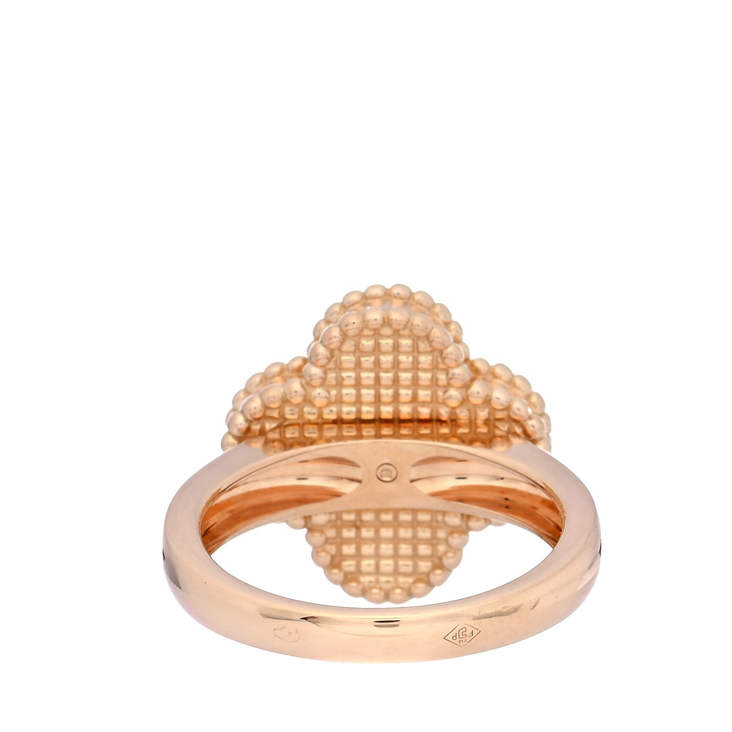 18K Yellow Gold Diamond Carnelian Vintage Alhambra Ring 50 5.25