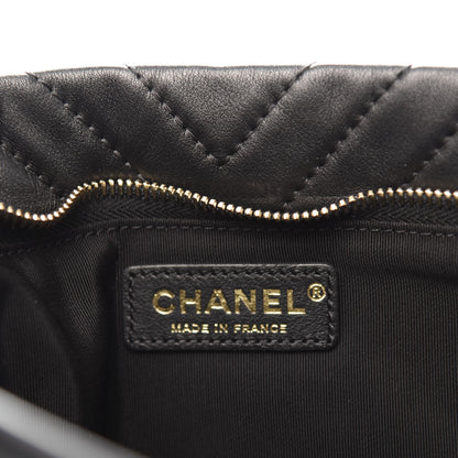 Chanel Lambskin Chevron CC Clutch Black 9 of 11