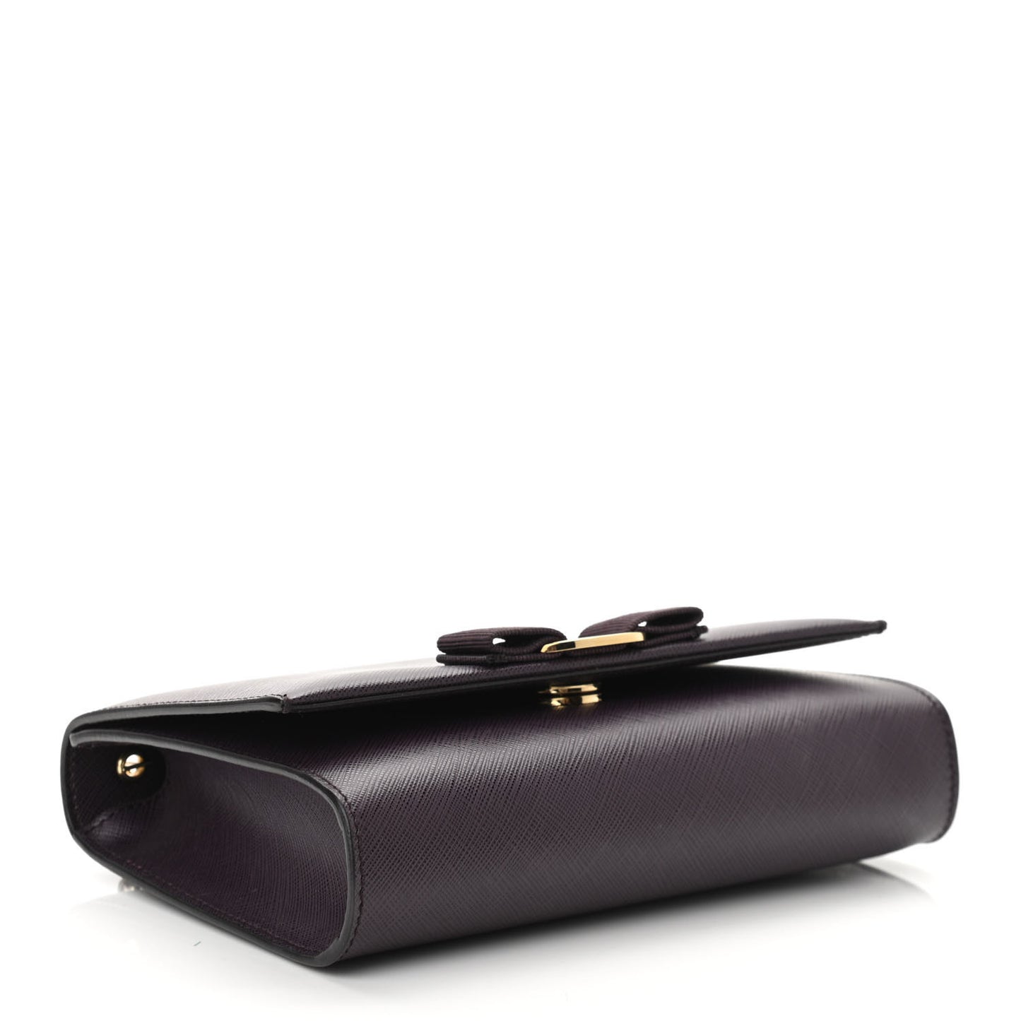 Hammered Calfskin Vara Bow Chain Flap Crossbody Bag Plum