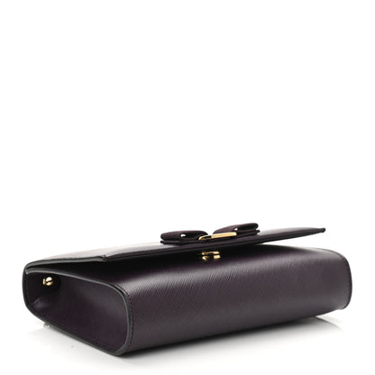 Salvatore Ferragamo Hammered Calfskin Vara Bow Chain Flap Crossbody Bag Plum 4 of 10