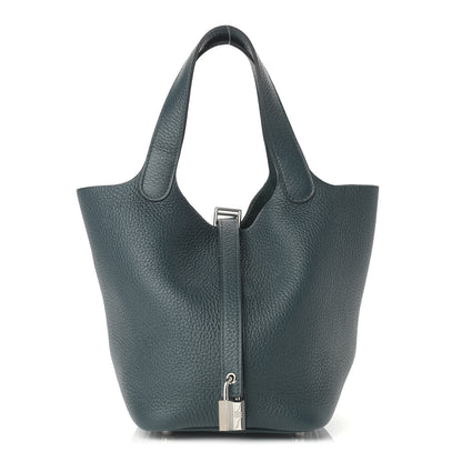 Hermes Taurillon Clemence Picotin Lock 18 PM Vert Cypress 1 of 9