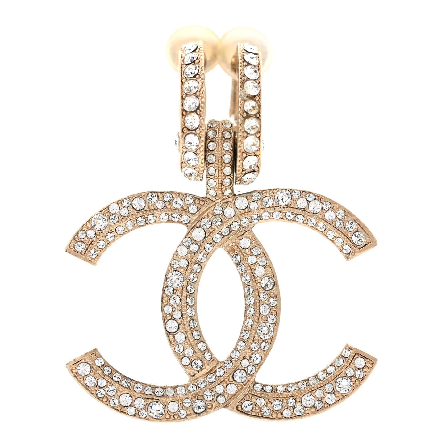 Crystal CC Clip On Earring Gold