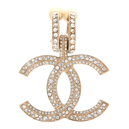 Chanel Crystal CC Clip On Earring Gold 1 of 5