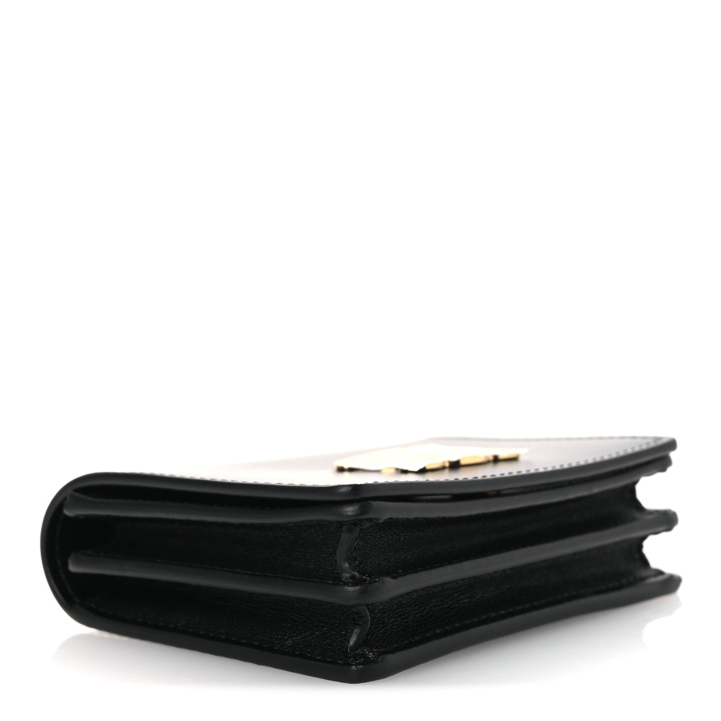 Shiny Calfskin Triomphe Business Card Holder Black