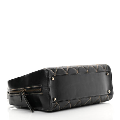 Chanel Calfskin Contrast Stitch Surpique Bowler Dark Brown 5 of 17