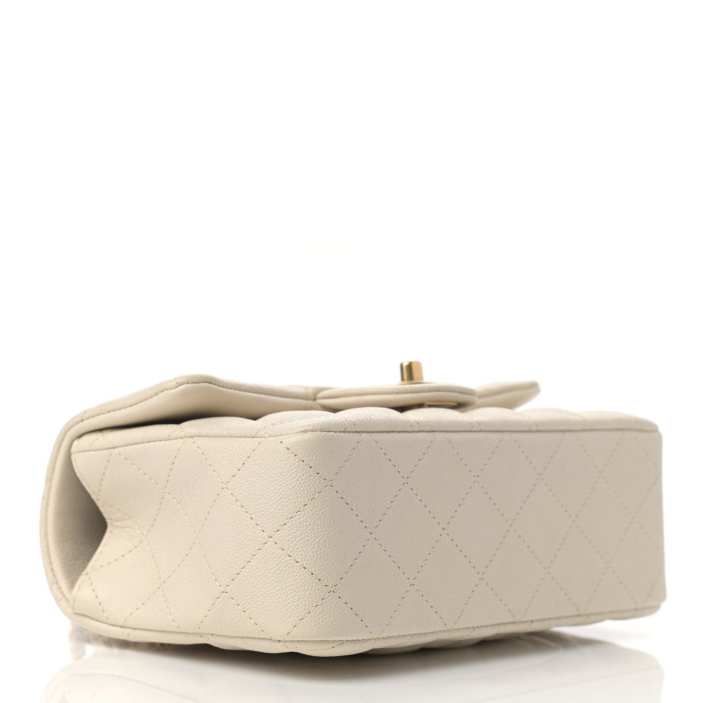 Caviar Quilted Mini Top Handle Rectangular Flap Beige