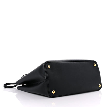 Prada Saffiano Cuir Medium Double Bag Black Fuoco 4 of 15