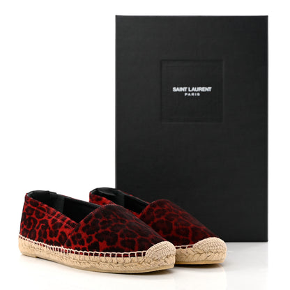 Saint Laurent Canvas Leopard Print Espadrilles 37 Red Black 9 of 9