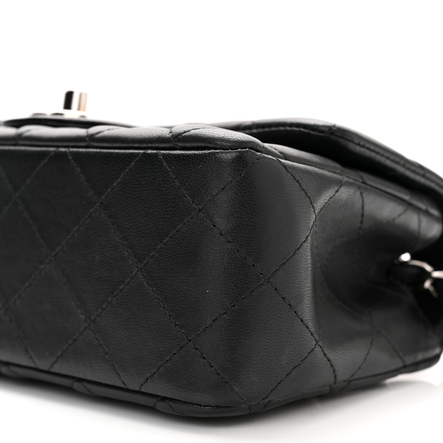 Lambskin Quilted Mini Rectangular Flap Black