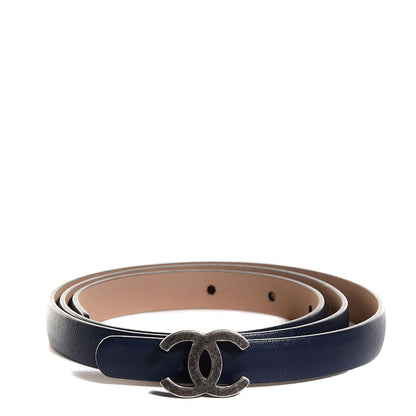 Chanel Calfskin CC Logo Skinny Belt 80 32 Navy Blue 1 of 6