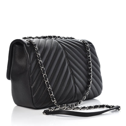 Chanel Caviar Chevron Quilted Large Puffy CC Flap Black 3 of 8