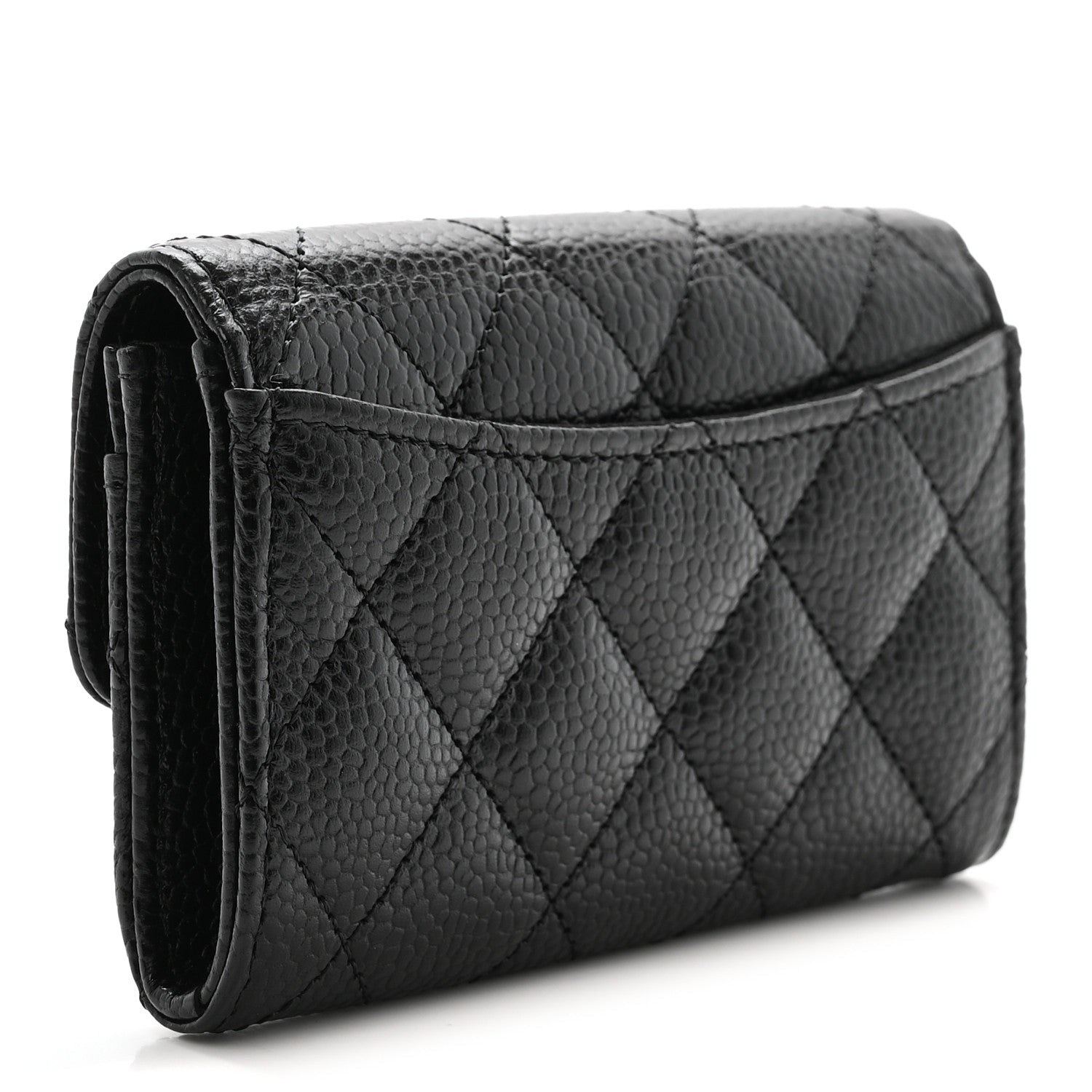 Chanel Caviar Quilted Flap Card Holder Wallet Black 3 of 9