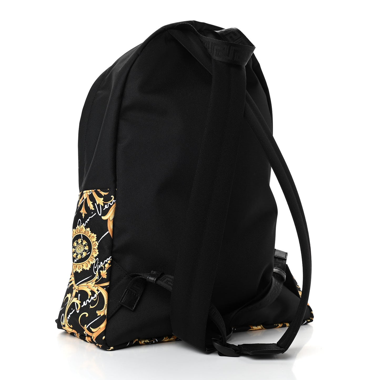 Nylon Barocco Signature Print Drawstring Backpack Black