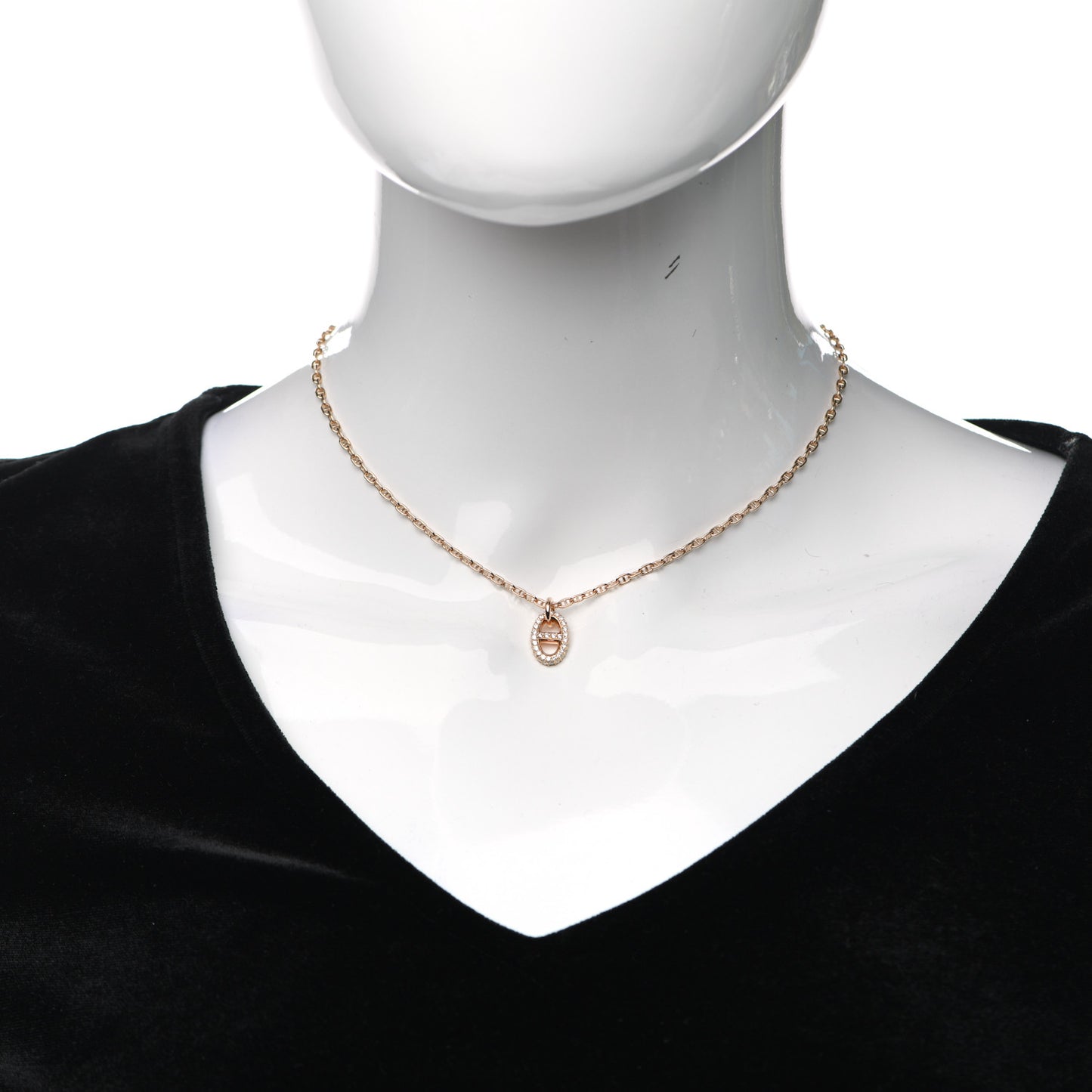 18K Rose Gold Diamond PM New Farandole Pendant Necklace ST