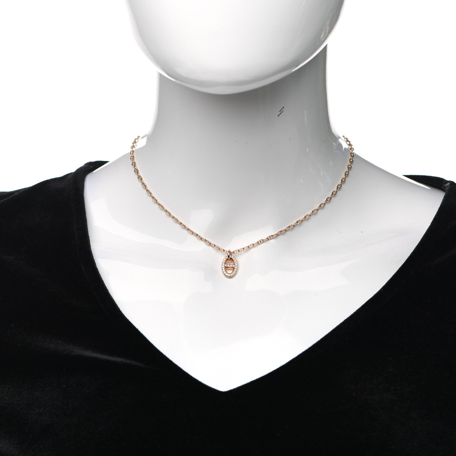 Hermes 18K Rose Gold Diamond PM New Farandole Pendant Necklace ST 2 of 6