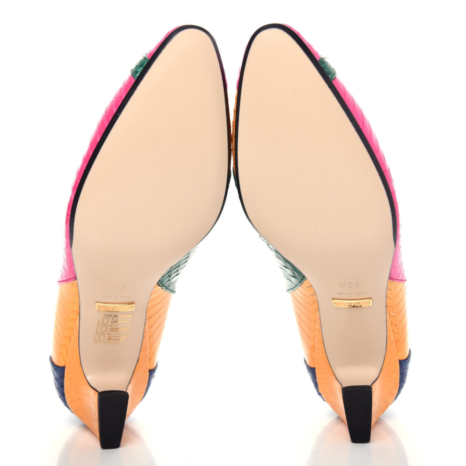 Gucci Snakeskin Crystal Double G Pumps 36.5 Multicolor 6 of 10