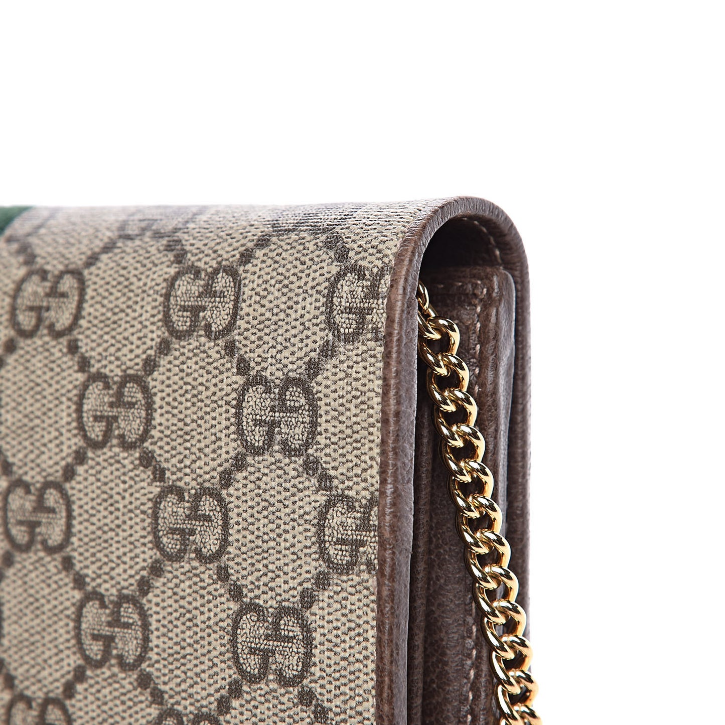 GG Supreme Monogram Web Ophidia Wallet On Chain Brown