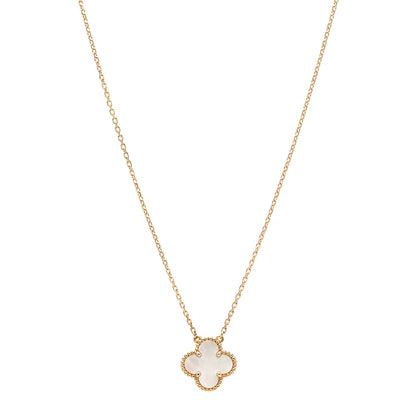 Van Cleef & Arpels 18K Yellow Gold Mother of Pearl Vintage Alhambra Pendant Necklace 1 of 6
