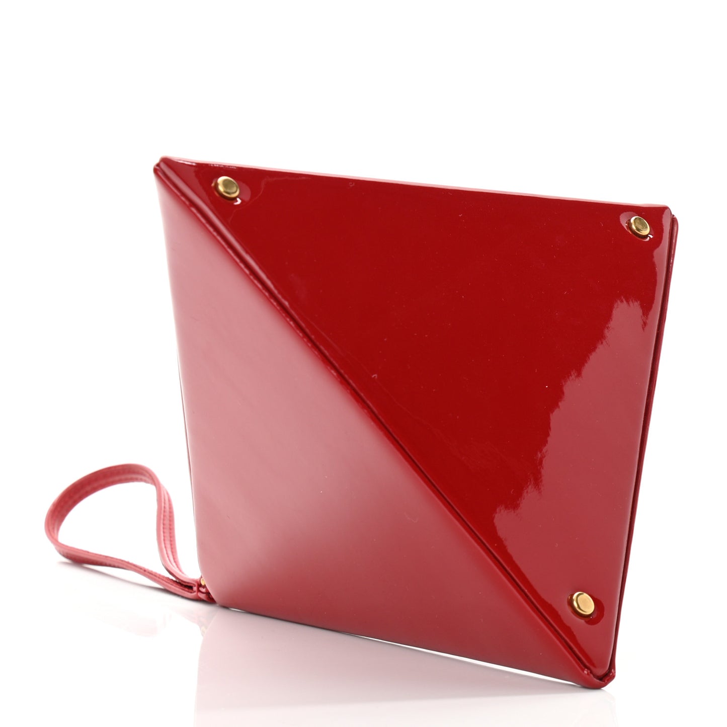 Patent Pyramid Clutch Rouge
