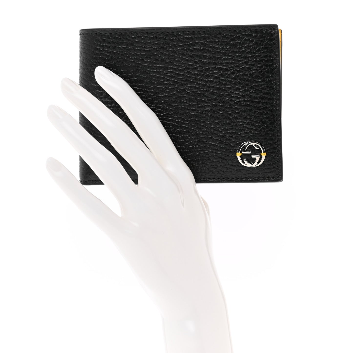 Dollar Calfskin Bi-Color Interlocking G Bi-Fold Wallet Black New Buttercup