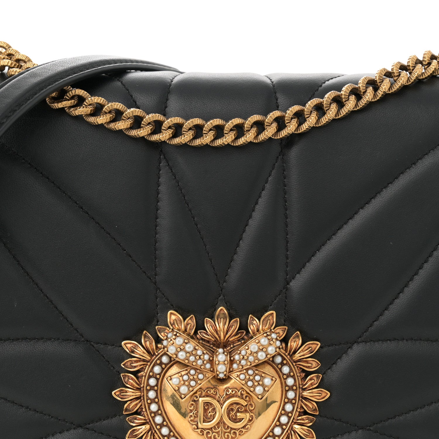 Dolce & Gabbana Calfskin Large Devotion Crossbody Bag Black 8 of 17