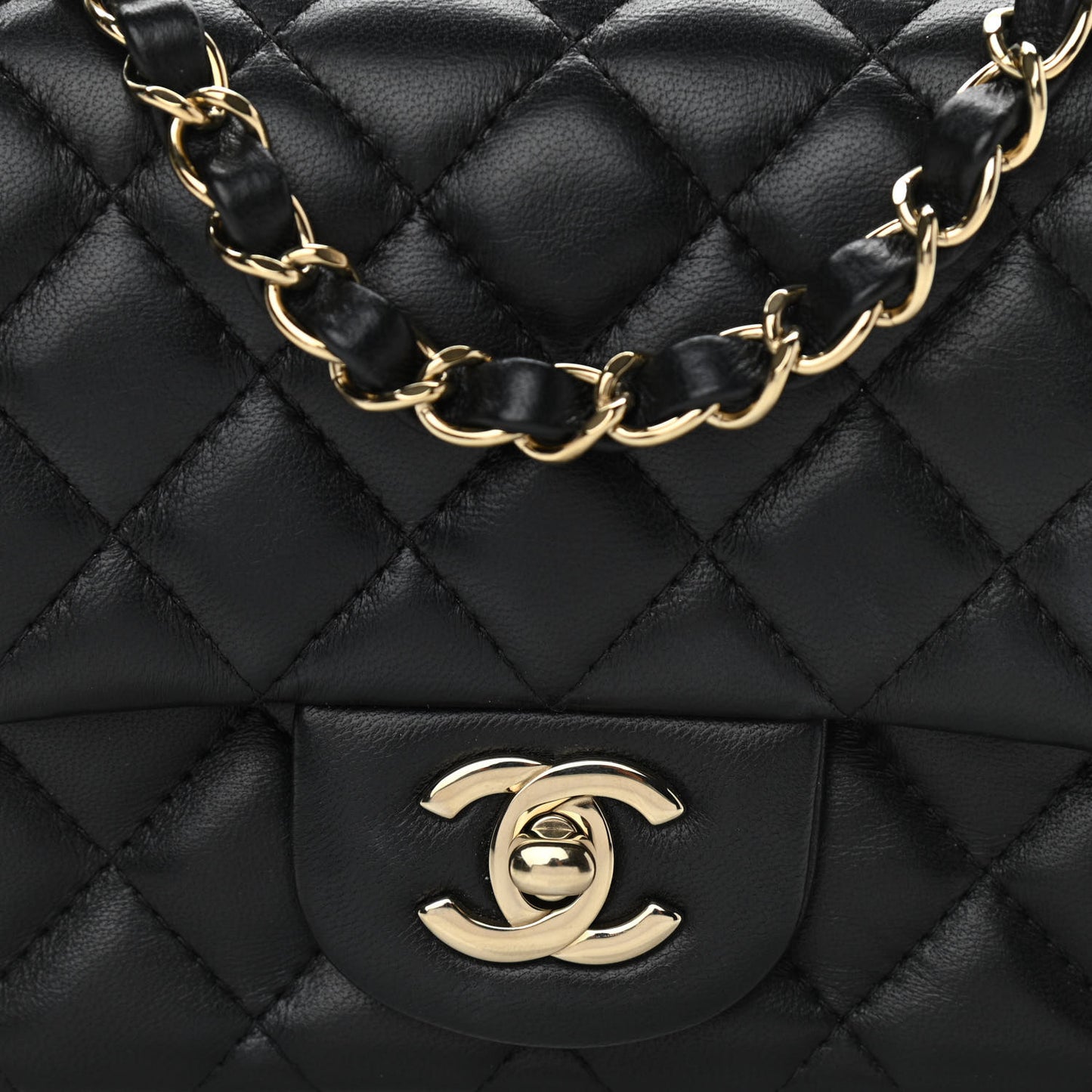 Lambskin Quilted Mini Square Flap Black