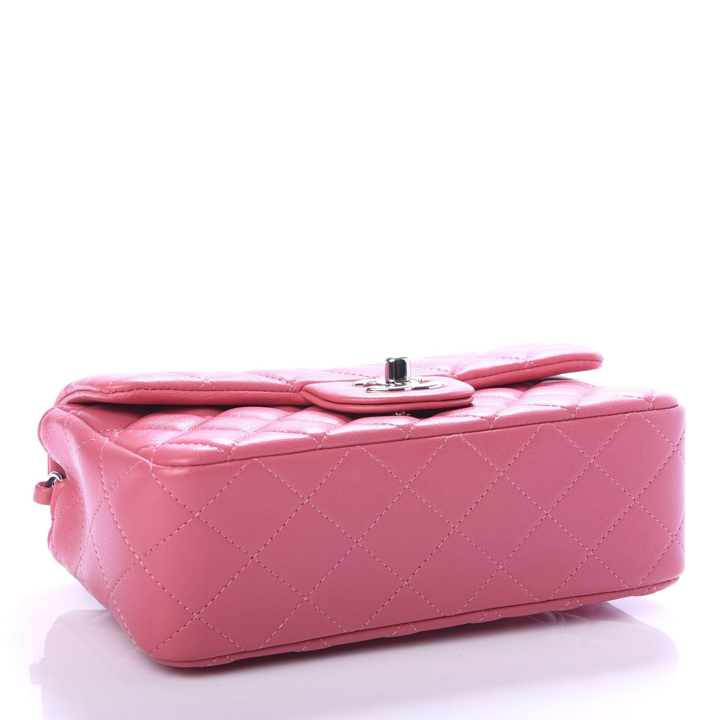 Lambskin Quilted Mini Rectangular Flap Pink