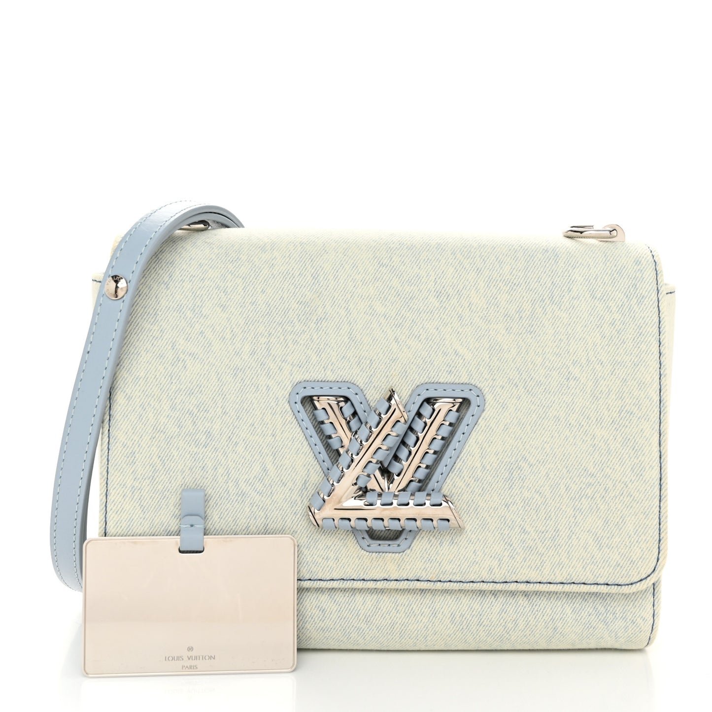 Denim Twist Shoulder Bag MM Blue Denim