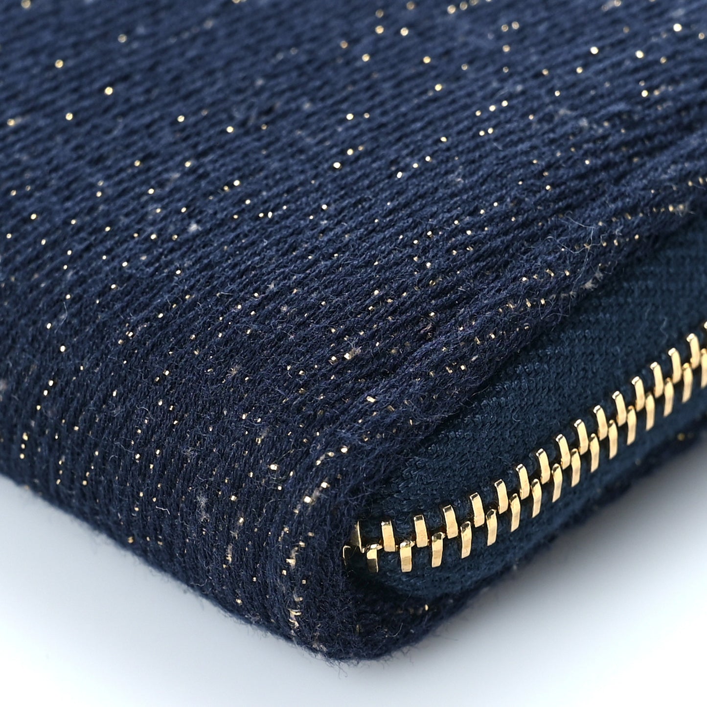 Lurex Canvas Medium Deauville Zip Around Wallet Navy Blue Gold