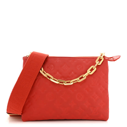 Louis Vuitton Lambskin Embossed Monogram Coussin PM Red 1 of 10