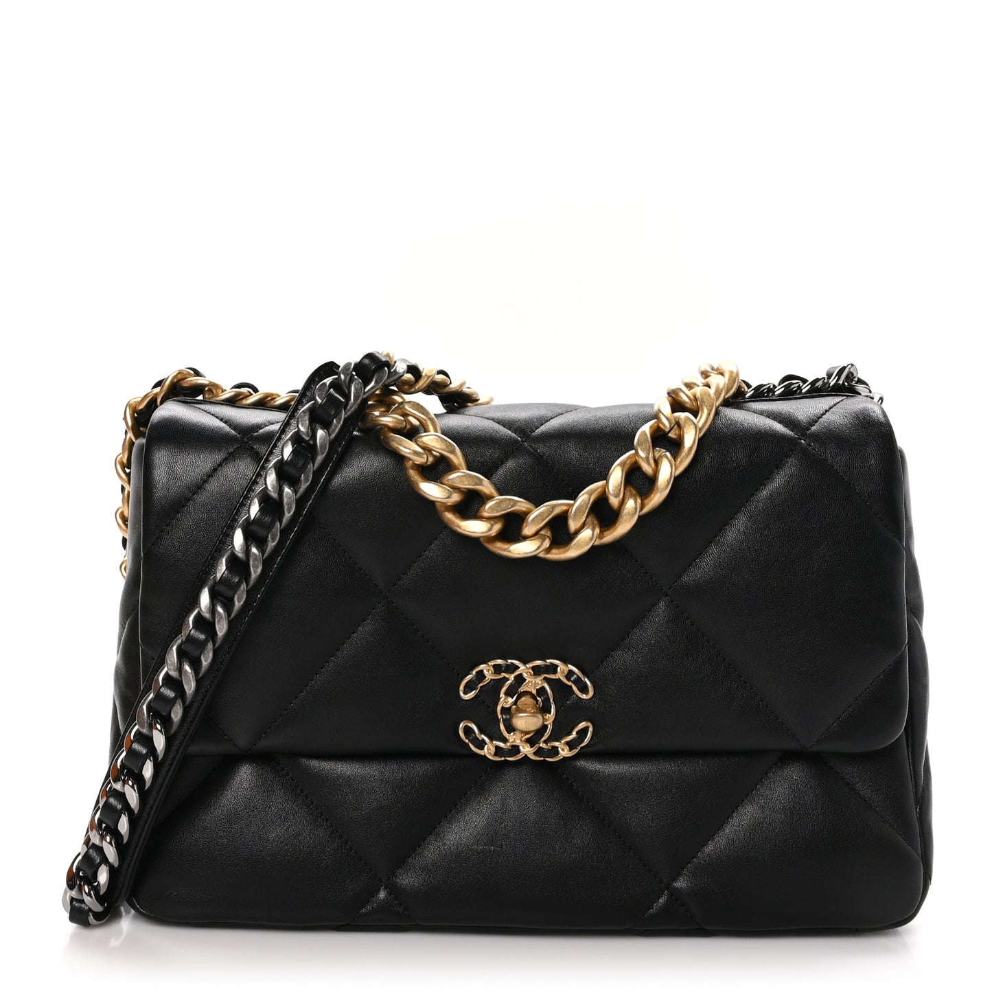 Lambskin Quilted Large Chanel 19 Flap Black