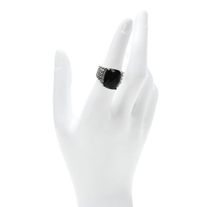 David Yurman Sterling Silver Diamond Black Onyx 16mm Wheaton Ring 52 6 2 of 5