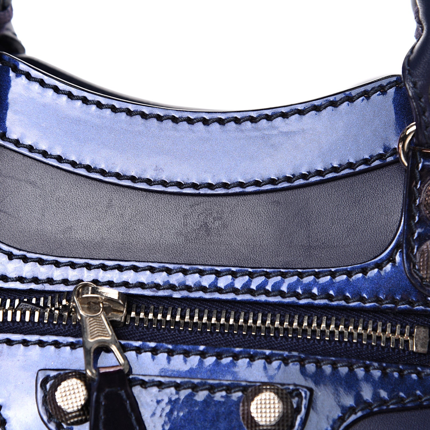 Balenciaga Smooth Calfskin Metallic Patent Giant 12 Silver Hardware Mini City Ultraviolet 12 of 14