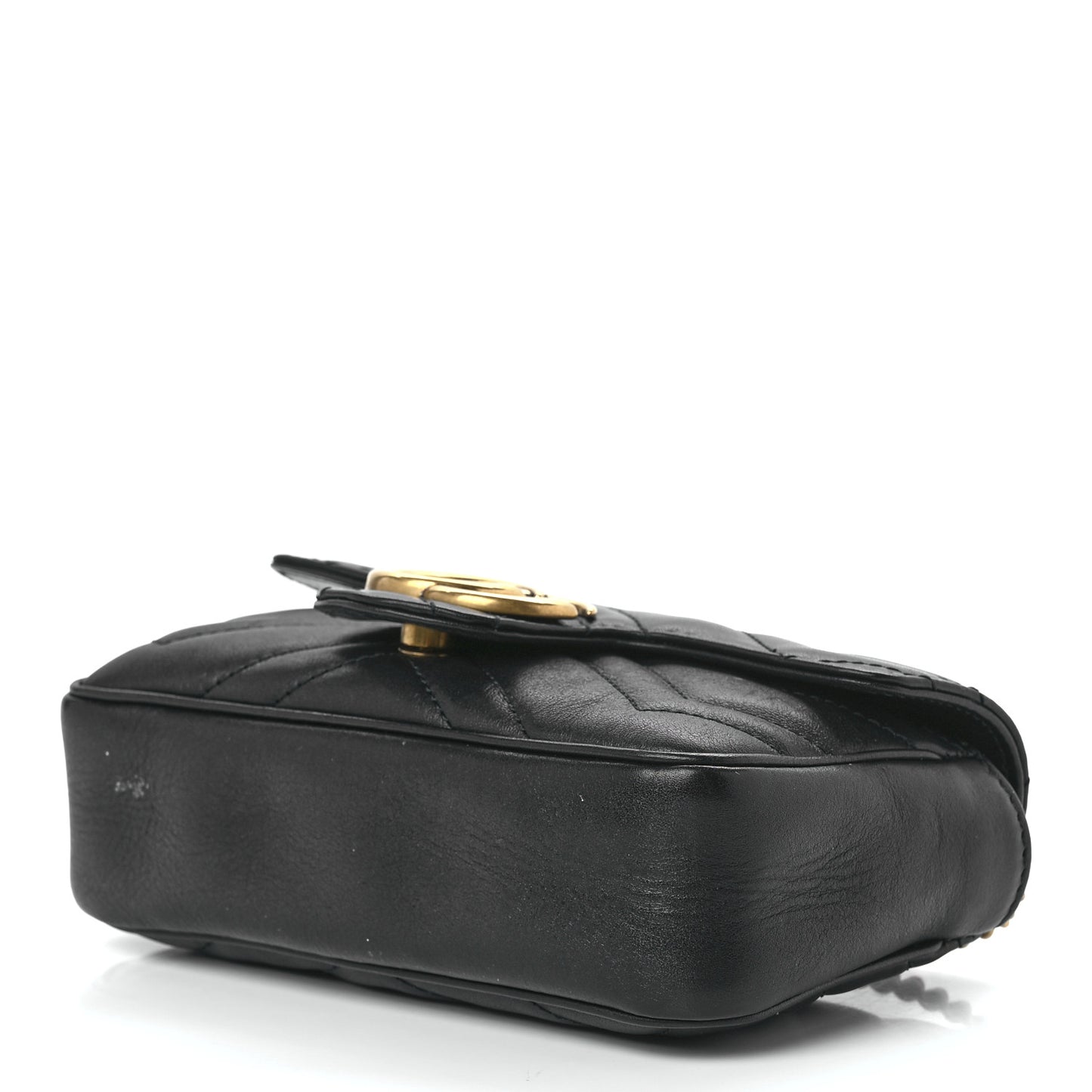 Calfskin Matelasse Super Mini GG Marmont Shoulder Bag Black