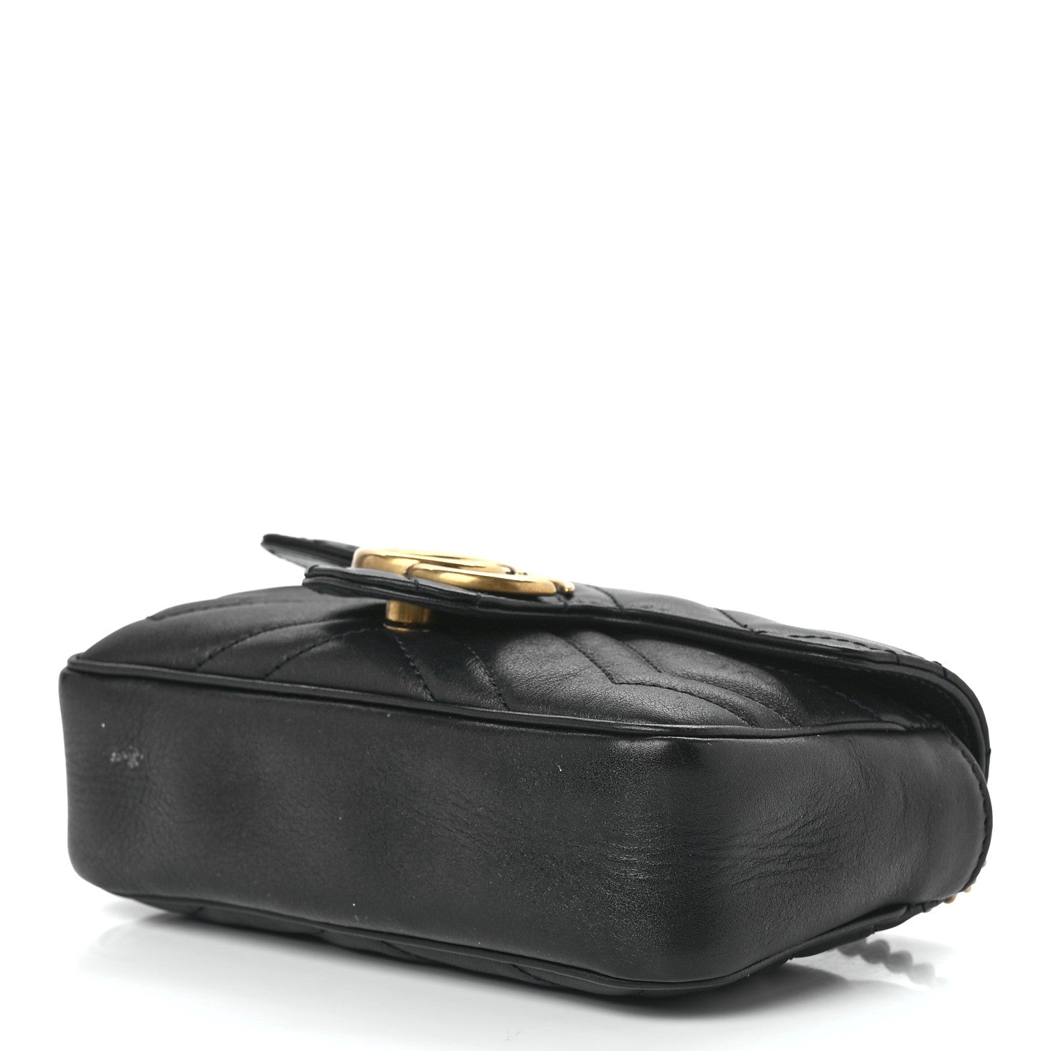 Gucci Calfskin Matelasse Super Mini GG Marmont Shoulder Bag Black 9 of 12
