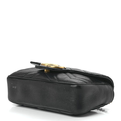 Gucci Calfskin Matelasse Super Mini GG Marmont Shoulder Bag Black 9 of 12