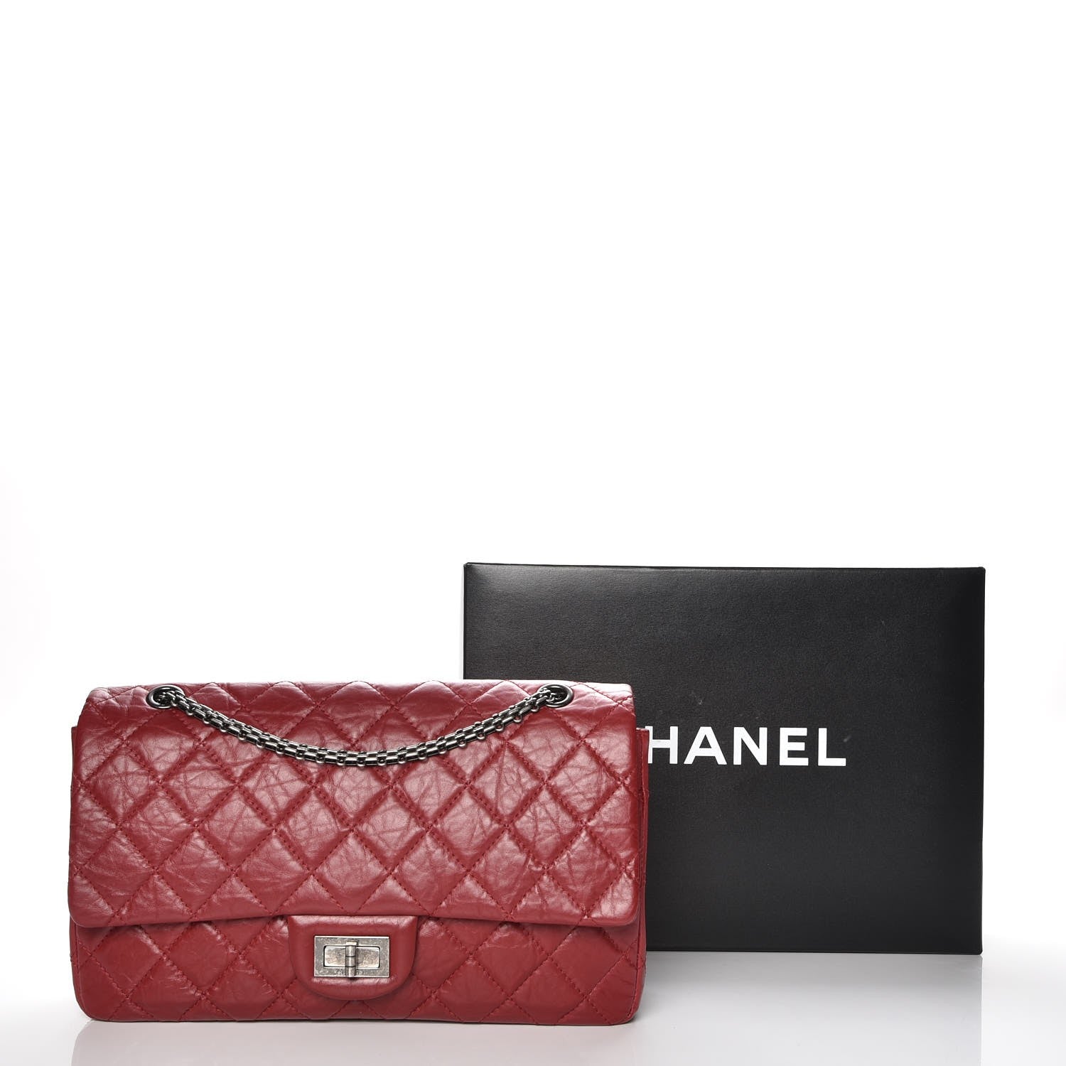 Chanel Aged Calfskin Quilted 2.55 Reissue 227 Flap Red 8 of 8