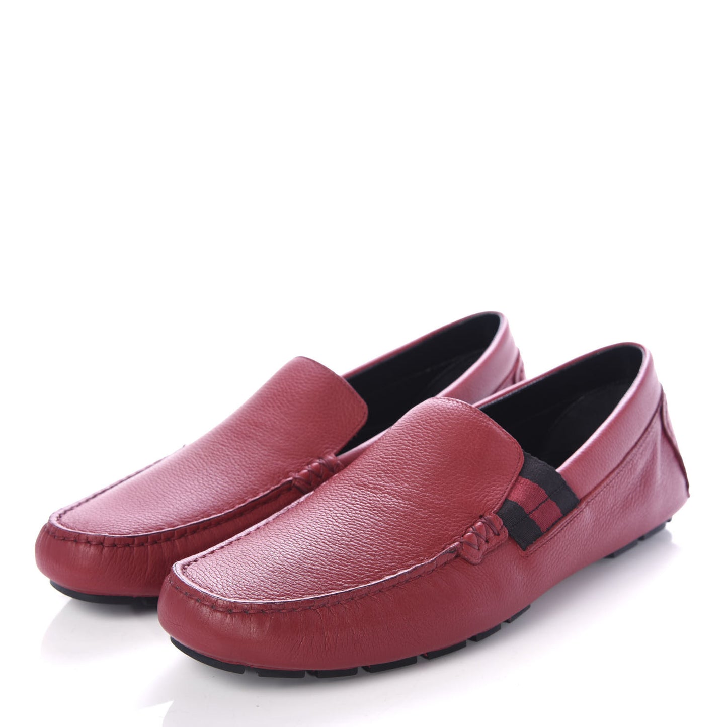Calfskin Web Mens Driver Loafers 8 Red