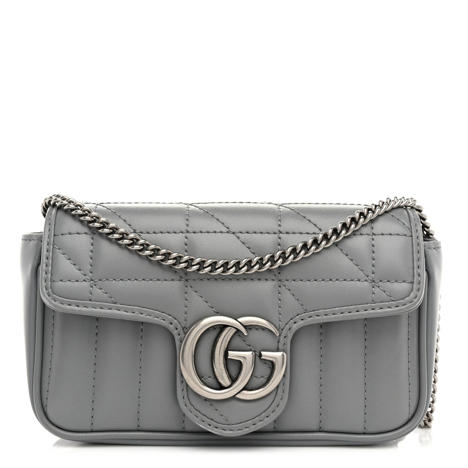 Gucci Calfskin Matelasse Aria Super Mini GG Marmont Shoulder Bag Deep Grey 1 of 10