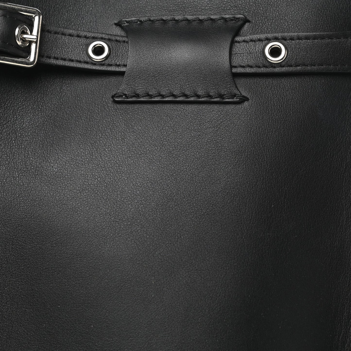 Smooth Calfskin Long Strap Big Bag Bucket Black