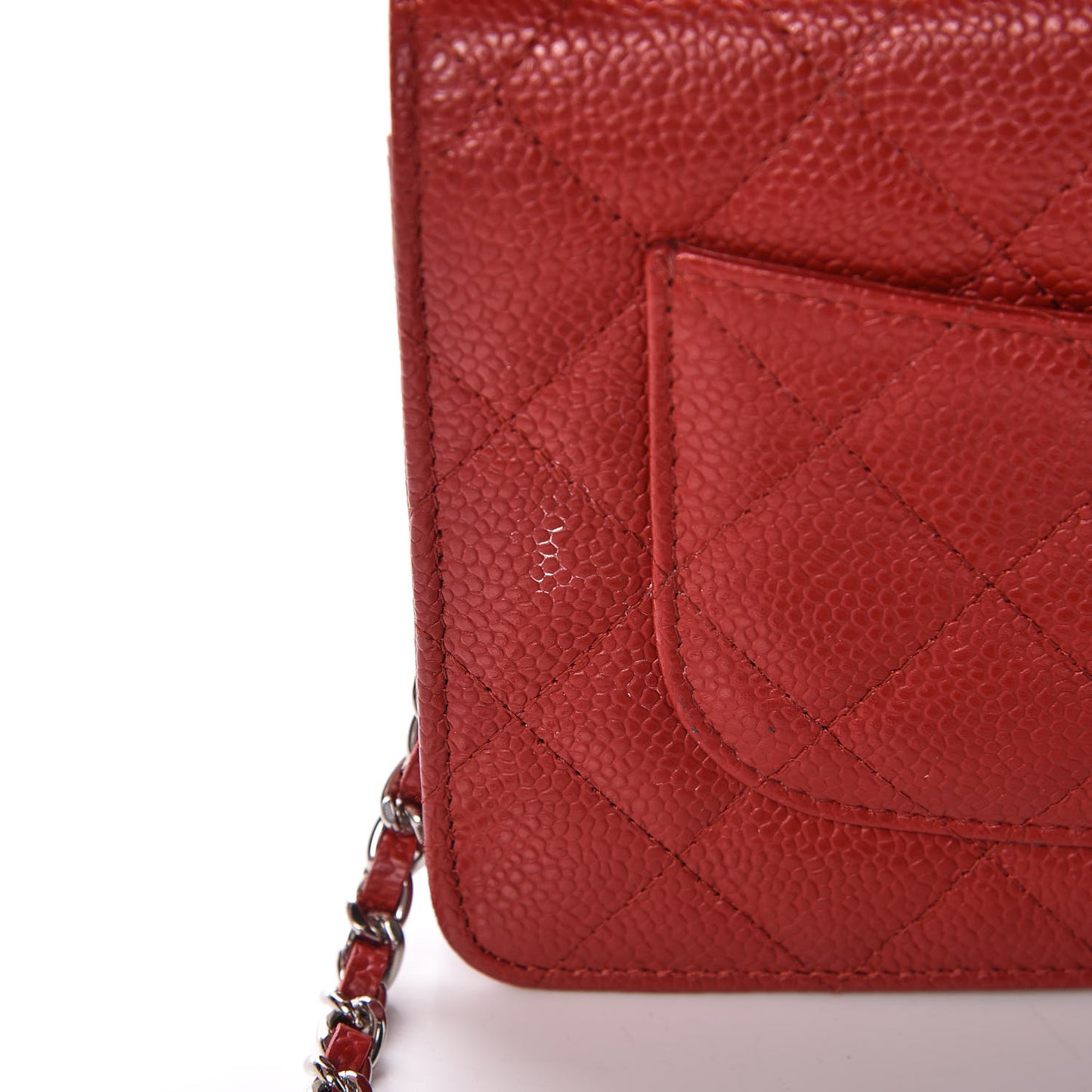 Caviar Quilted Wallet on Chain WOC Red