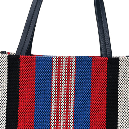 Celine Textile Striped Small Horizontal Cabas Phantom Navy Blue 6 of 11