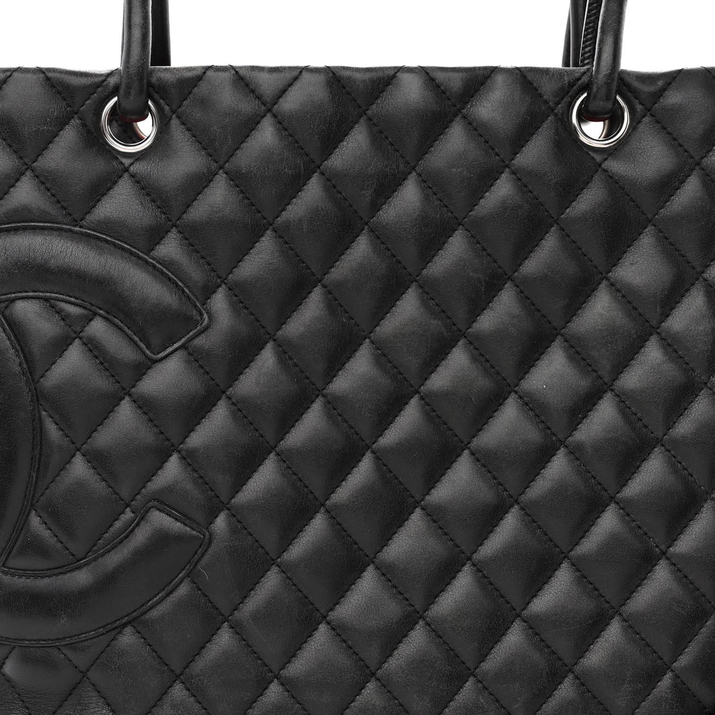 Calfskin Quilted Large Cambon Tote Black