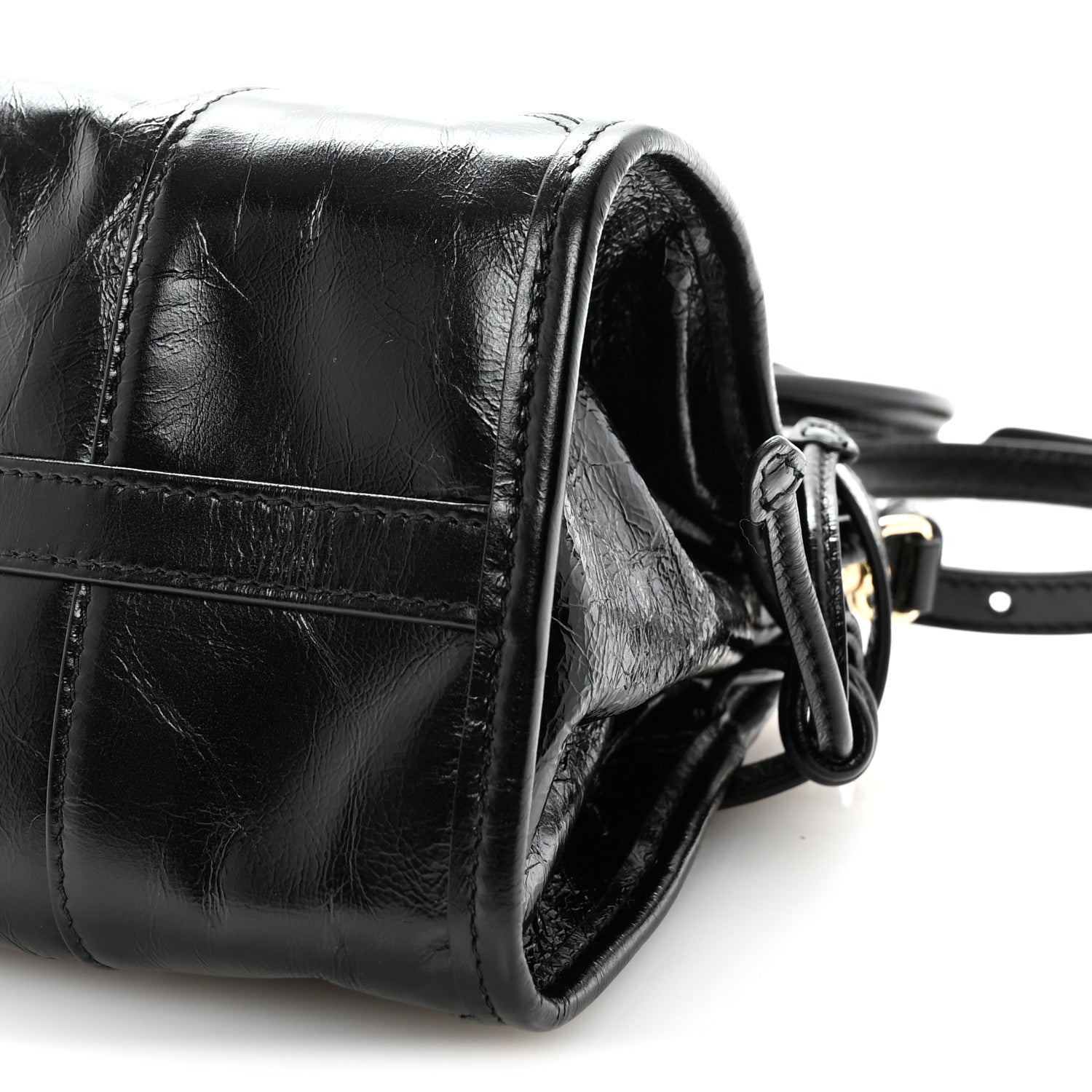 Prada Glossy Calfskin Triangle Medium Bonnie Shoulder Bag Black 9 of 9