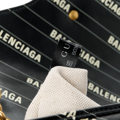 Gucci X BALENCIAGA Calfskin Matelasse Logo Print Small GG Marmont Shoulder Bag Black 8 of 13