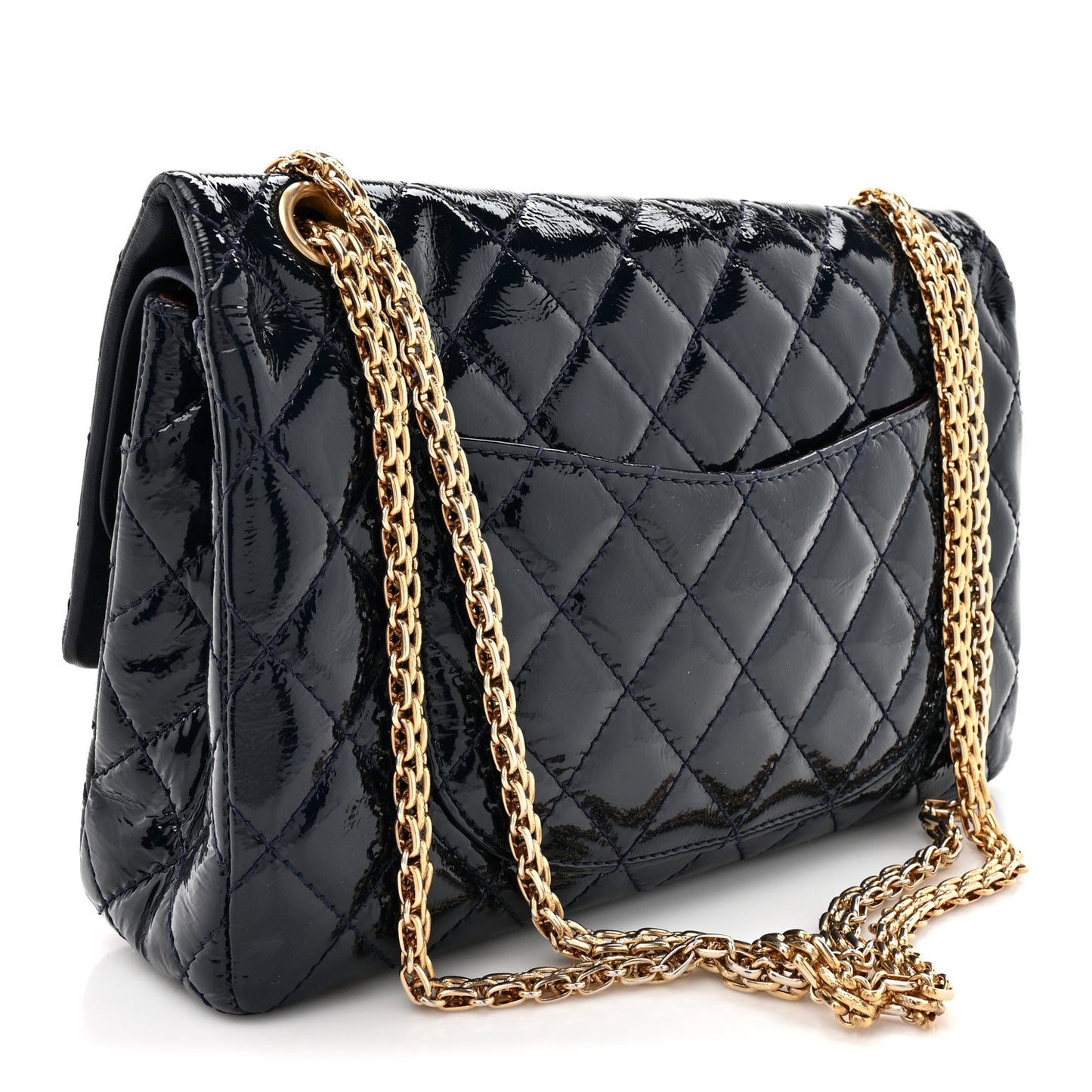 Distressed Patent Quilted 2.55 Reissue 226 Flap Blue