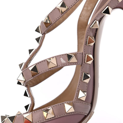 Valentino Garavani Calfskin Nappa Rockstud Ankle Strap 100mm Pumps 35 Grey Pink Poudre 8 of 18