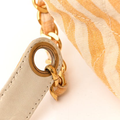 Chanel Canvas Striped CC Flap Ivory Yellow 13 of 15